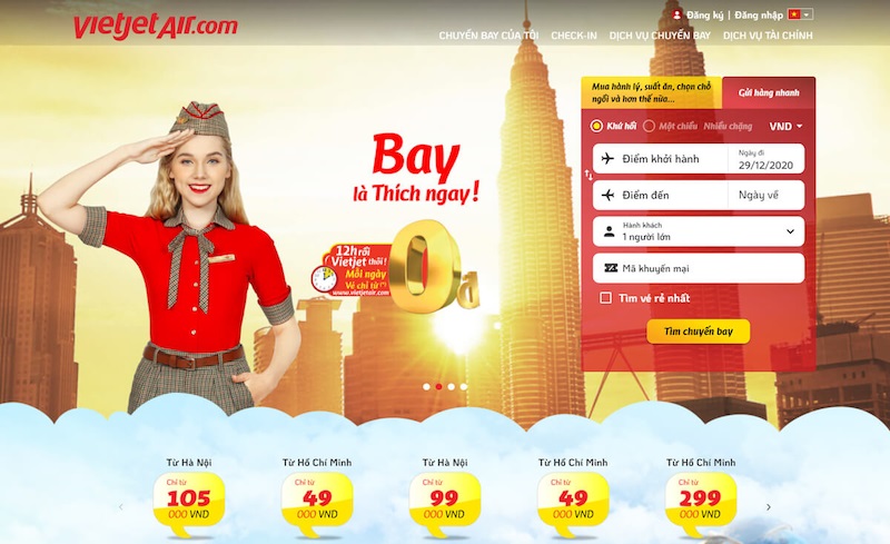 Kiểm tra vé máy bay Vietjet trên website