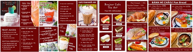 Menu Bonjour Cafe The Art.