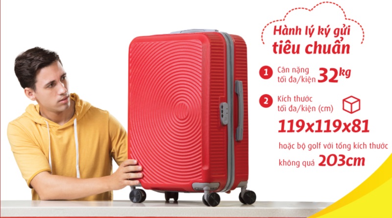 Quy định hành lý ký gửi Vietjet về kích thước như thế nào?